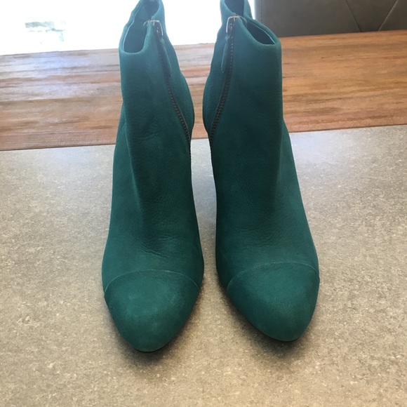 teal leather ankle boots